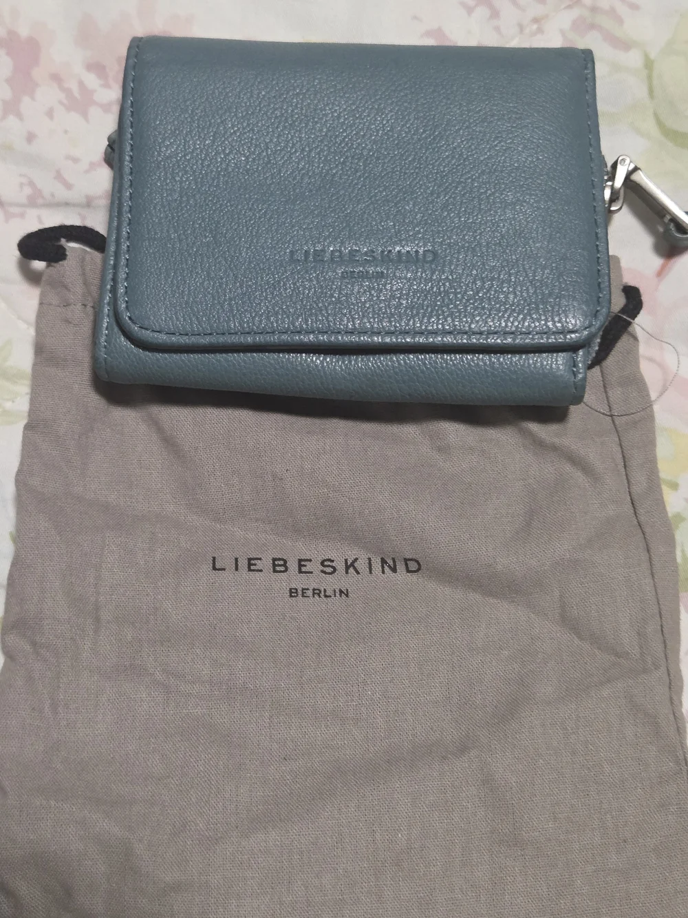 Liebeskind Blue/green Pebbled Leather Small Wallet